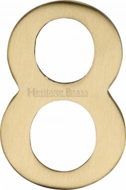 Click Here To Enlarge This Photo Of C1568 8-SB Heritage Brass Numeral 8 Self Adhesive 51mm (2") Satin Brass Finish