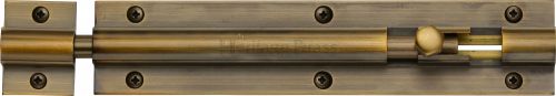 Click Here To Enlarge This Photo Of C1582 6-AT Heritage Brass Door Bolt Straight 6" x 1 ¼" Antique Brass Finish