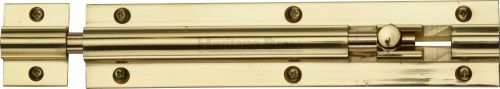 Click Here To Enlarge This Photo Of C1582 6-PB Heritage Brass Door Bolt Straight 6" x 1 ¼" Polished Brass Finish