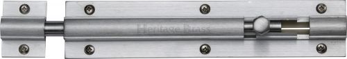 Click Here To Enlarge This Photo Of C1582 6-SC Heritage Brass Door Bolt Straight 6" x 1 ¼" Satin Chrome Finish
