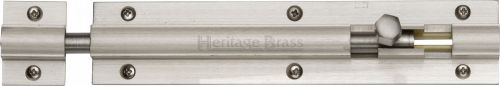 Click Here To Enlarge This Photo Of C1582 6-SN Heritage Brass Door Bolt Straight 6" x 1 ¼" Satin Nickel Finish