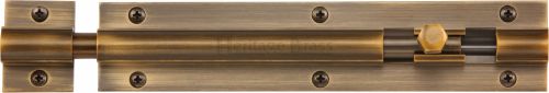 Click Here To Enlarge This Photo Of C1582 8-AT Heritage Brass Door Bolt Straight 8" x 1 ¼" Antique Brass Finish