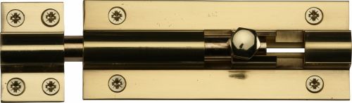Click Here To Enlarge This Photo Of C1584 4-PB Heritage Brass Door Bolt Straight 4" x 1 ½"" Polished Brass Finish
