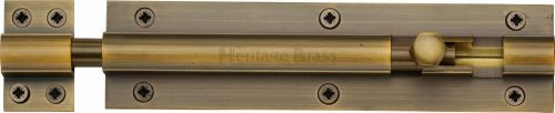Click Here To Enlarge This Photo Of C1584 6-AT Heritage Brass Door Bolt Straight 6" x 1 ½"" Antique Brass Finish
