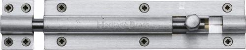 Click Here To Enlarge This Photo Of C1584 6-SC Heritage Brass Door Bolt Straight 6" x 1 ½"" Satin Chrome Finish