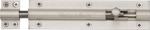 Click Here To Enlarge This Photo Of C1584 6-SN Heritage Brass Door Bolt Straight 6" x 1 ½"" Satin Nickel Finish
