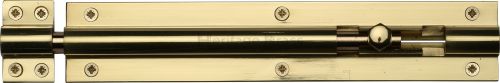 Click Here To Enlarge This Photo Of C1584 8-PB Heritage Brass Door Bolt Straight 8" x 1 ½"" Polished Brass Finish