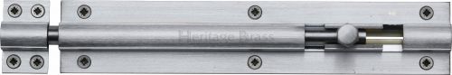 Click Here To Enlarge This Photo Of C1584 8-SC Heritage Brass Door Bolt Straight 8" x 1 ½"" Satin Chrome Finish