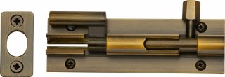 C1592 4-AT Heritage Brass Door Bolt Necked 4" x 1 ¼" Antique Brass Finish