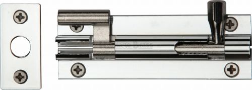 Click Here To Enlarge This Photo Of C1592 4-PC Heritage Brass Door Bolt Necked 4" x 1 ¼" Polished Chrome Finish