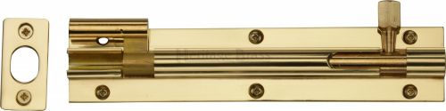 Click Here To Enlarge This Photo Of C1592 6-PB Heritage Brass Door Bolt Necked 6" x 1 ¼" Polished Brass Finish