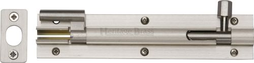 Click Here To Enlarge This Photo Of C1592 6-SN Heritage Brass Door Bolt Necked 6" x 1 ¼" Satin Nickel Finish