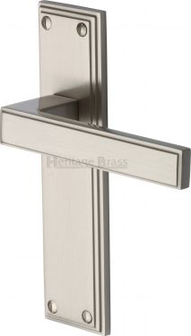 Click Here To Enlarge This Photo Of ATL5710-SN Heritage Brass Door Handle Lever Latch Atlantis Design Satin Nickel Finish