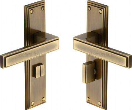 Click Here To Enlarge This Photo Of ATL5730-AT Heritage Brass Door Handle For Bathroom Atlantis Design Antique Brass Finish