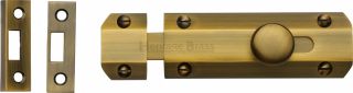 C1685 4-AT Heritage Brass Door Bolt Flat 4" Antique Brass Finish