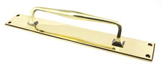 45374 From the Anvil Aged Brass 425mm Art Deco Pull Handle on Backplate