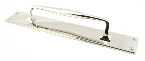 Click Here To Enlarge This Photo Of 45376 From the Anvil Polished Nickel 425mm Art Deco Pull Handle on Backplate