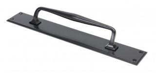 45377 From the Anvil Aged Bronze 425mm Art Deco Pull Handle on Backplate