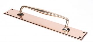 45378 From the Anvil Polished Bronze 425mm Art Deco Pull Handle on Backplate