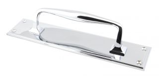 45380 From the Anvil Polished Chrome 300mm Art Deco Pull Handle on Backplate