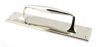45381 From the Anvil Polished Nickel 300mm Art Deco Pull Handle on Backplate