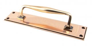 45383 From the Anvil Polished Bronze 300mm Art Deco Pull Handle on Backplate