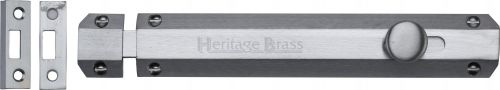 Click Here To Enlarge This Photo Of C1685 8-SC Heritage Brass Door Bolt Flat 8" Satin Chrome Finish