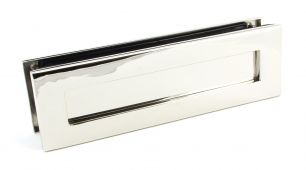 45443 From the Anvil Polished Nickel Traditional Letterbox - Size: 315x92mm - C/C: 283mm - Aperture: 249x41mm