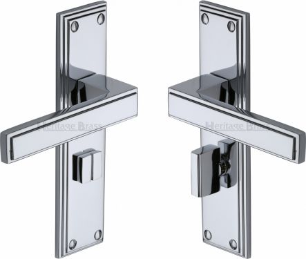 Click Here To Enlarge This Photo Of ATL5730-PC Heritage Brass Door Handle For Bathroom Atlantis Design Polished Chrome Finish