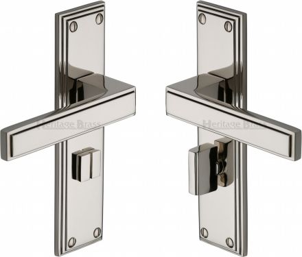 Click Here To Enlarge This Photo Of ATL5730-PNF Heritage Brass Door Handle For Bathroom Atlantis Design Polished Nickel Finish
