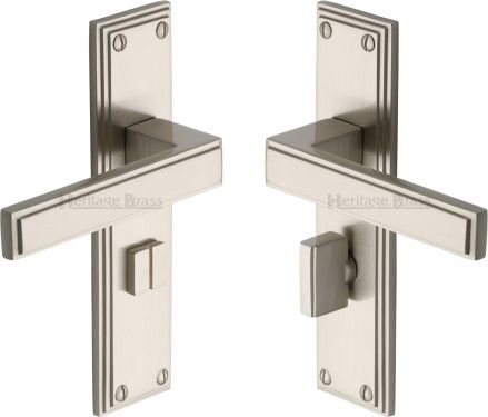 Click Here To Enlarge This Photo Of ATL5730-SN Heritage Brass Door Handle For Bathroom Atlantis Design Satin Nickel Finish