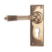 91916 From The Anvil Polished Bronze Reeded Lever Euro Set