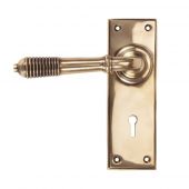 91913 From The Anvil Polished Bronze Reeded Lever Lock Set