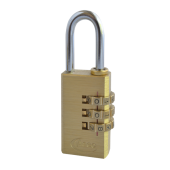 AS2552 - ASEC Brass Open Shackle 3 Wheel Combination Padlock 20mm