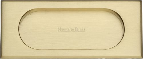 Click Here To Enlarge This Photo Of C1850 105-SB Heritage Brass Flush Pull Handle 105mm Satin Brass Finish