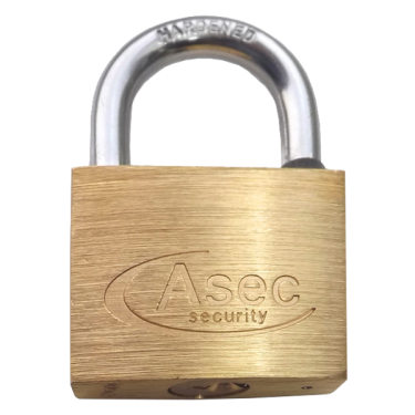Click Here To Enlarge This Photo Of AS2513 - ASEC KA 'J' Open Shackle Brass Padlock 40mm Boxed