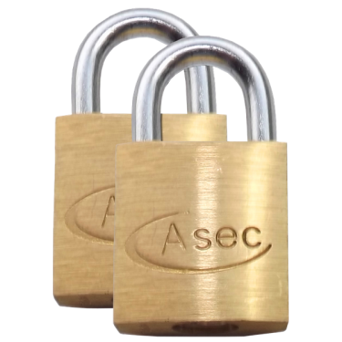 Click Here To Enlarge This Photo Of AS2551 - ASEC KA Open Shackle Brass Padlock 20mm  (PAIR)