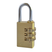 AS2553 - ASEC Brass Open Shackle 3 Wheel Combination Padlock 30mm