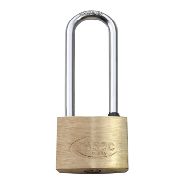 Click Here To Enlarge This Photo Of AS2526 - ASEC KD Long Shackle Brass Padlock 50mm