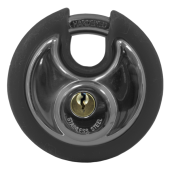 AS10474 - ASEC Coloured Discus Padlock 70mm KD Chrome Plated with Black Bumper