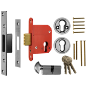 L16592 - ERA 333-51 Fortress BS Euro Key & Turn Deadlock With Cylinder 76mm Satin Chrome