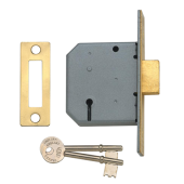L3834 - UNION 2177 3 Lever Deadlock 64mm Polished Brass Keyed Alike