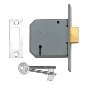 2346 - UNION 2177 3 Lever Deadlock 75mm Satin Chrome Keyed to Differ
