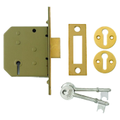 1900 - YALE PM322 3 Lever Deadlock 64mm Polished Brass Keyed to Differ