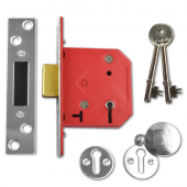 7688 - UNION 2101 5 Lever Deadlock 64mm Satin Chrome Keyed Alike