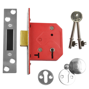 Click Here To Enlarge This Photo Of 2366 - UNION 2101 5 Lever Deadlock 64mm Satin Chrome Keyed to Differ