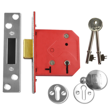 Click Here To Enlarge This Photo Of 8098 - UNION 2101 5 Lever Deadlock 75mm Satin Chrome Keyed Alike