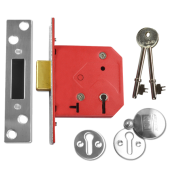 8098 - UNION 2101 5 Lever Deadlock 75mm Satin Chrome Keyed Alike