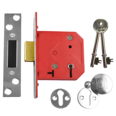 Click Here To Enlarge This Photo Of 2368 - UNION 2101 5 Lever Deadlock 75mm Satin Chrome Keyed to Differ