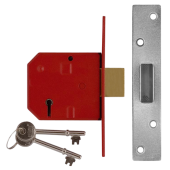 L10368 - UNION 2134 5 Lever Deadlock 79.5mm Satin Chrome Keyed Alike